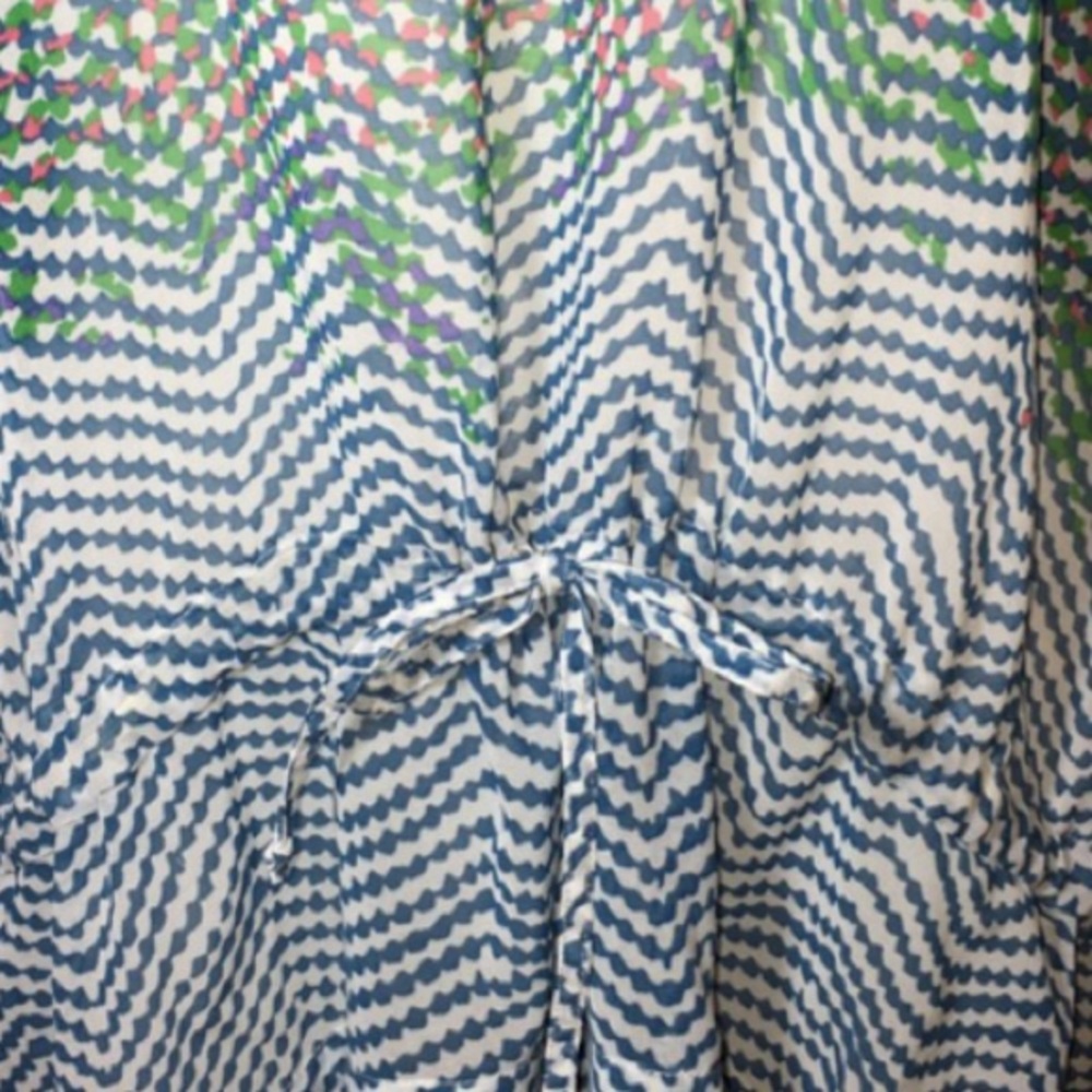 CAbi Sheer Multicolored Dolman Sleeve Top ~ Ties at Waist Ladies Size Small EUC - Picture 12 of 12